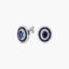 Pendientes de oro blanco 18K diamante natural 0.45 ct. zafiro 12 mm SHAHBANU