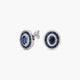 Pendientes de oro blanco 18K diamante natural 0.45 ct. zafiro 12 mm SHAHBANU