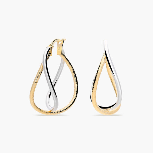 Pendientes de aro de oro bicolor 18K 25 mm EVOLUTION