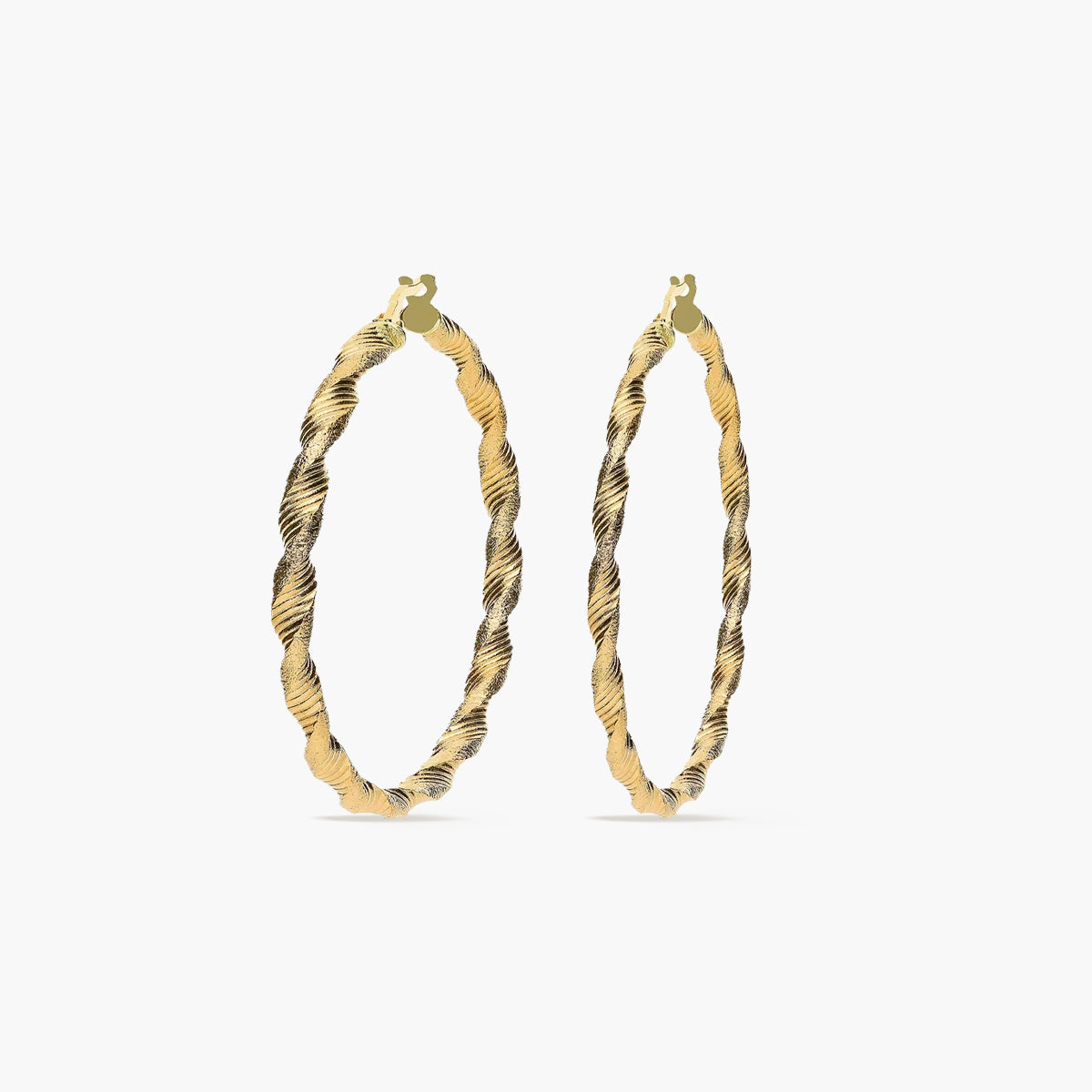 Pendientes de aro oro dibujo rayado diamantado 18K 45 mm