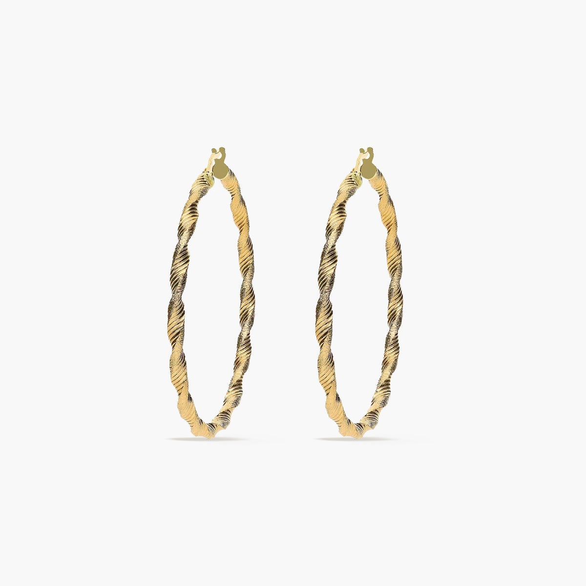Pendientes de aro oro dibujo rayado diamantado 18K 45 mm