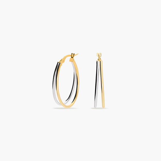 Pendientes de aro de oro bicolor 18K 30 mm TRANSITION