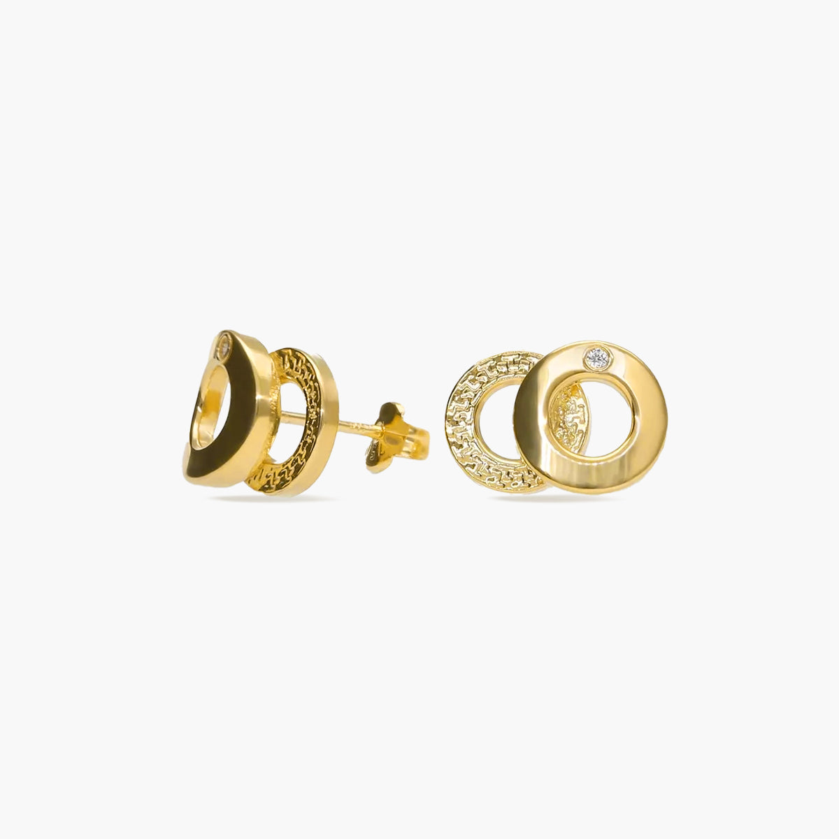 Pendientes círculos de oro 18K circonita 11 mm