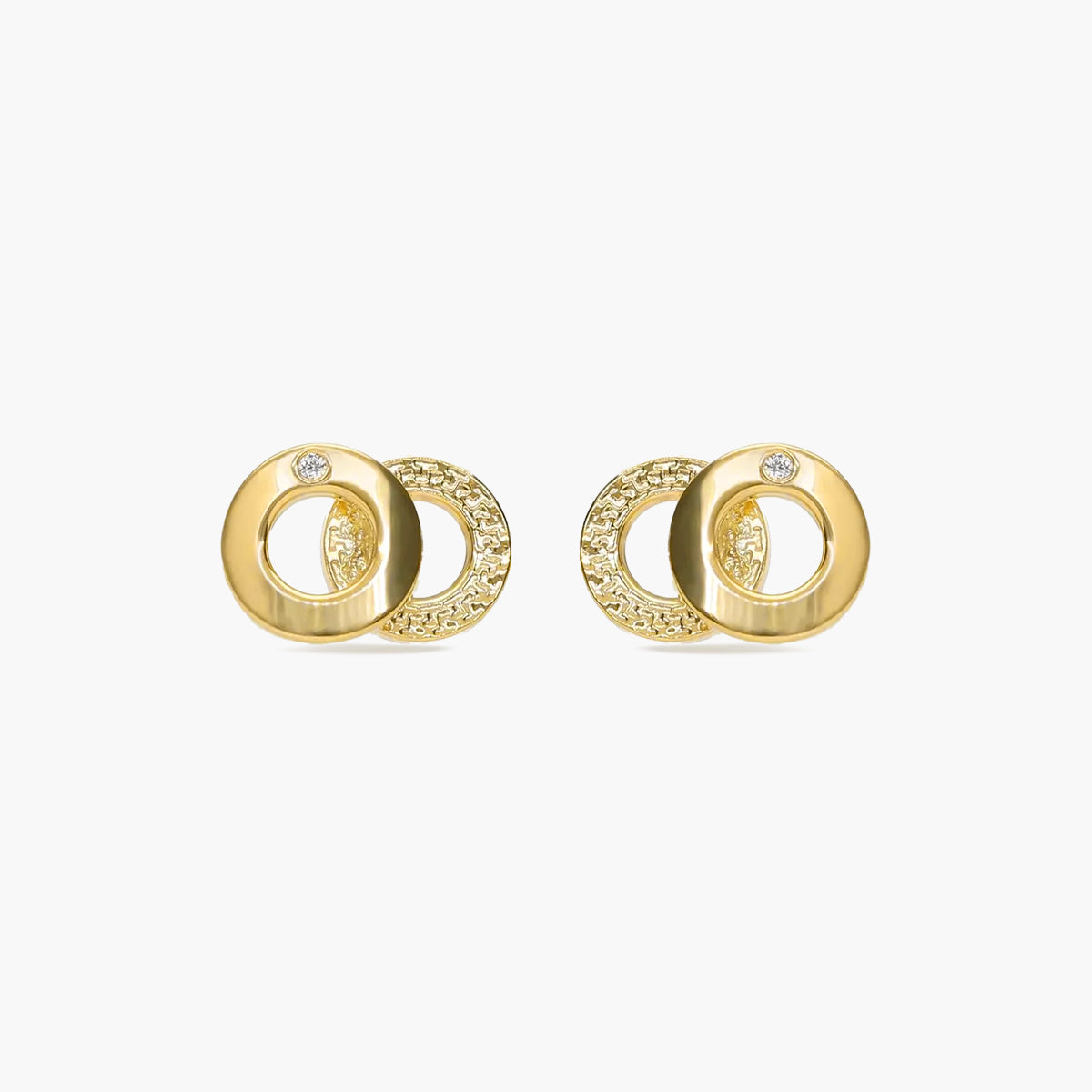 Pendientes círculos de oro 18K circonita 11 mm