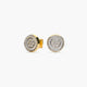 Pendientes redondos de oro bicolor 18K circonitas 9 mm
