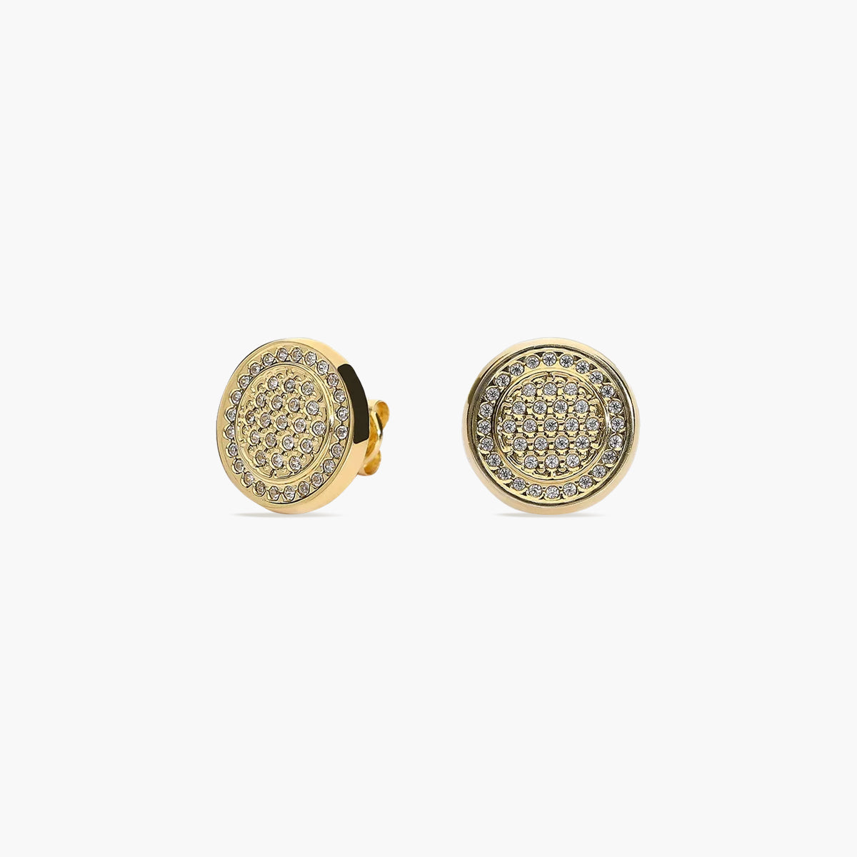 Pendientes redondos de oro 18K circonitas 11 mm
