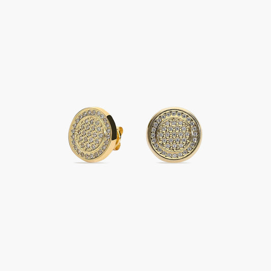 Pendientes redondos de oro 18K circonitas 11 mm