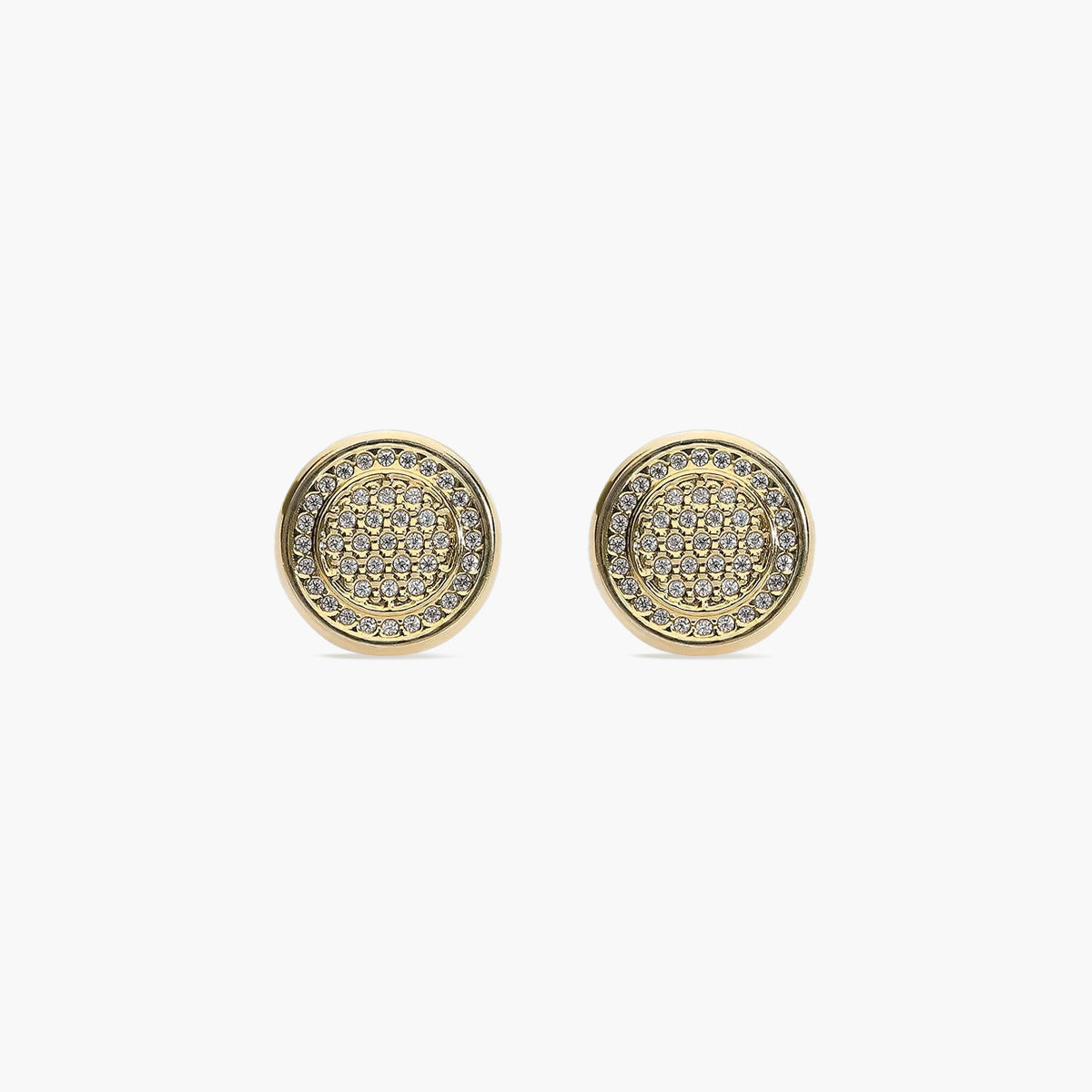 Pendientes redondos de oro 18K circonitas 11 mm