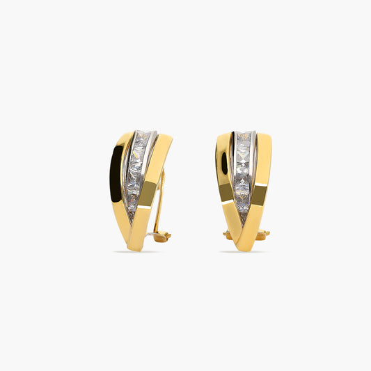 Pendientes de oro bicolor 18K circonitas bagué 16 mm