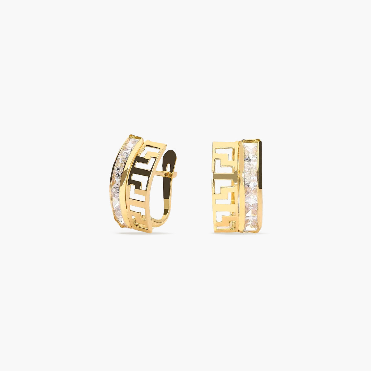 Pendientes dibujo calado de oro 18K circonitas bagué 14 mm