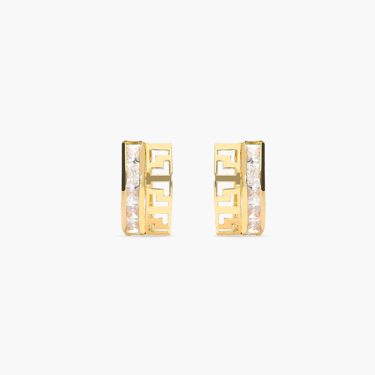 Pendientes dibujo calado de oro 18K circonitas bagué 14 mm