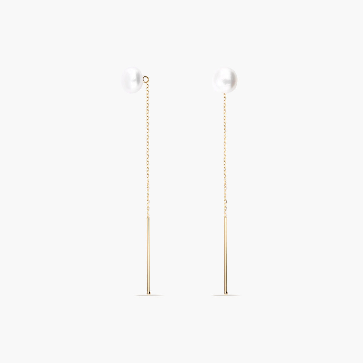 Pendientes largos de oro 18K con perlas 60 mm