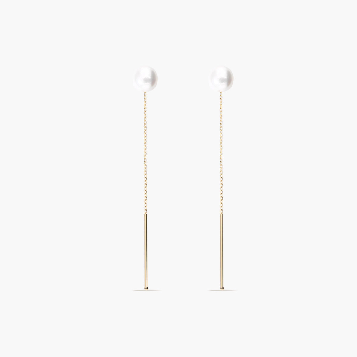 Pendientes largos de oro 18K con perlas 60 mm