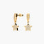 Pendientes estrella largos de oro 18K circonitas 20 mm