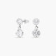 Pendientes largos de oro blanco 18K circonitas 12 mm