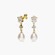 Pendientes largos de oro 18K con perlas y circonitas 26 mm