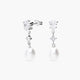 Pendientes largos de oro blanco 18K con perlas y circonitas 26 mm