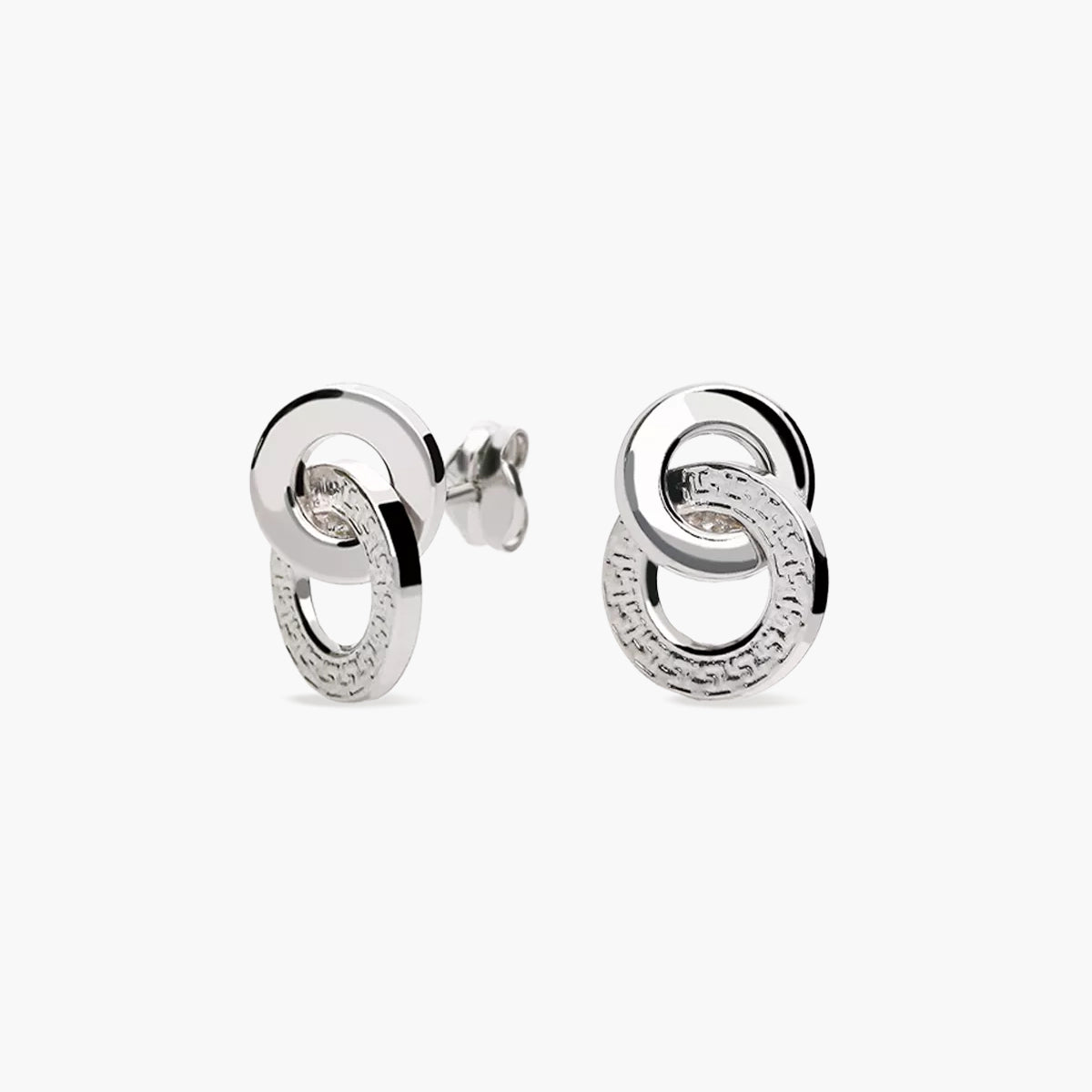Pendientes doble círculo de oro blanco 18K 12 mm