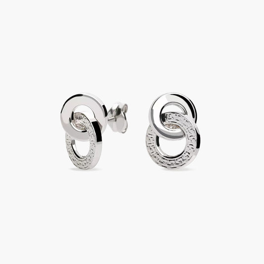 Pendientes doble círculo de oro blanco 18K 12 mm