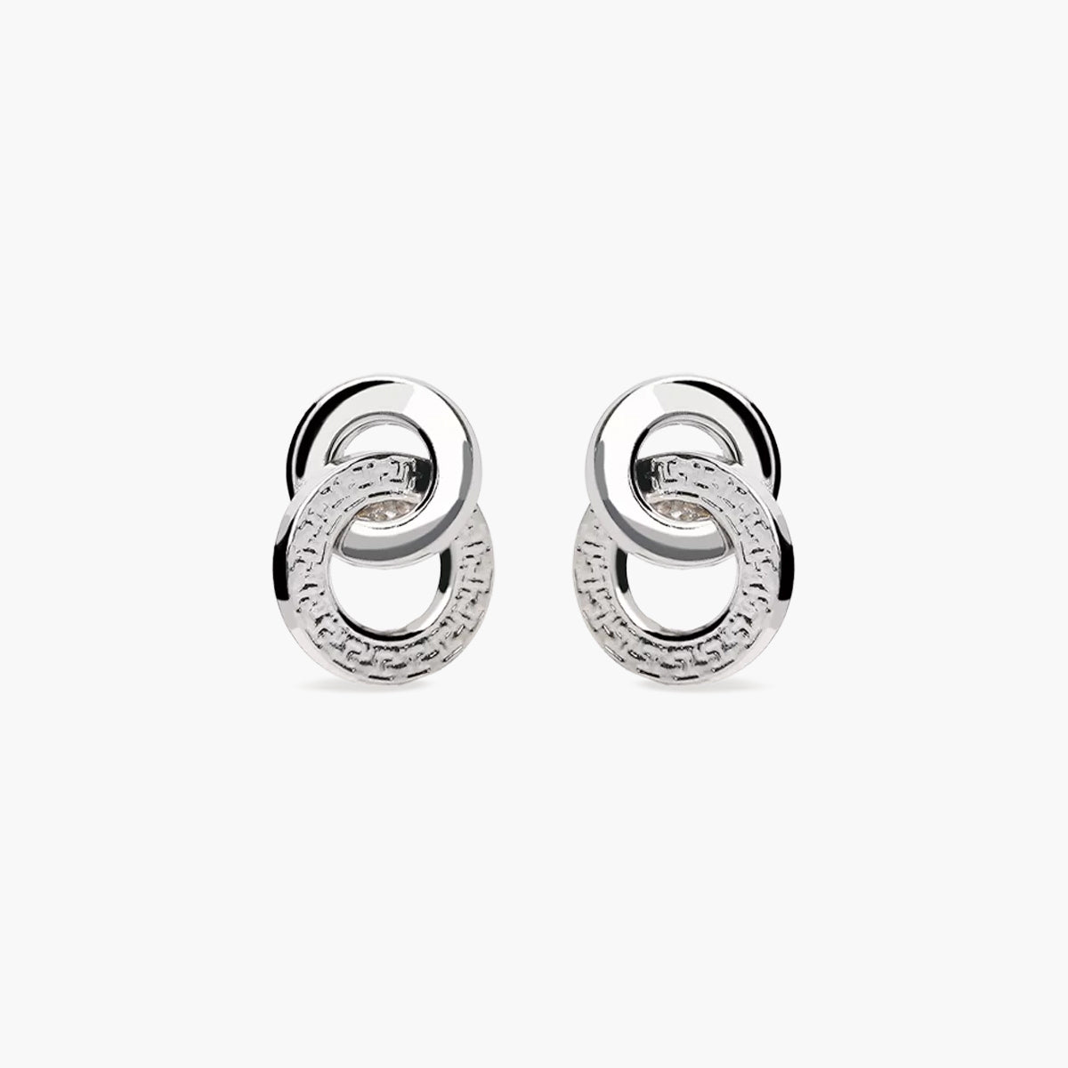 Pendientes doble círculo de oro blanco 18K 12 mm