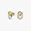 Pendientes doble círculo de oro bicolor 18K 12 mm