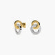 Pendientes doble círculo de oro bicolor 18K 12 mm