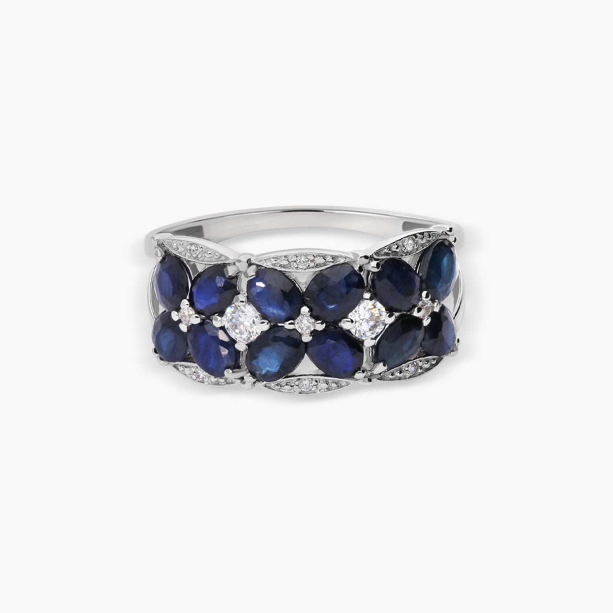 Anillo de oro blanco 18K zafiro 