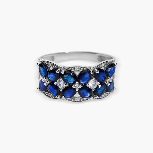 Anillo de oro blanco 18K zafiro 