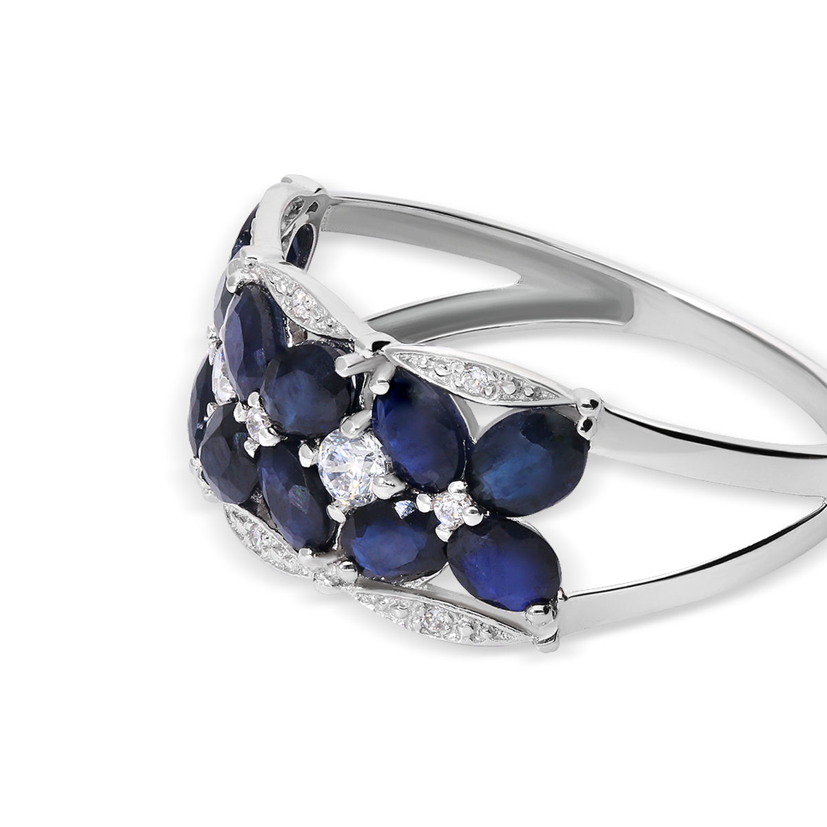 Anillo de oro blanco 18K zafiro 