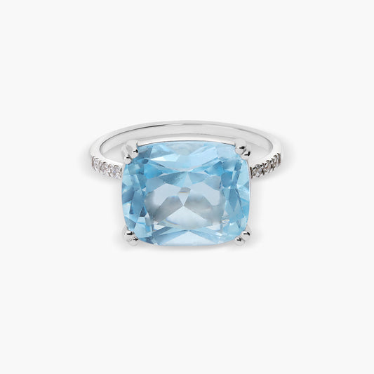 Anillo de oro blanco 18K topacio 