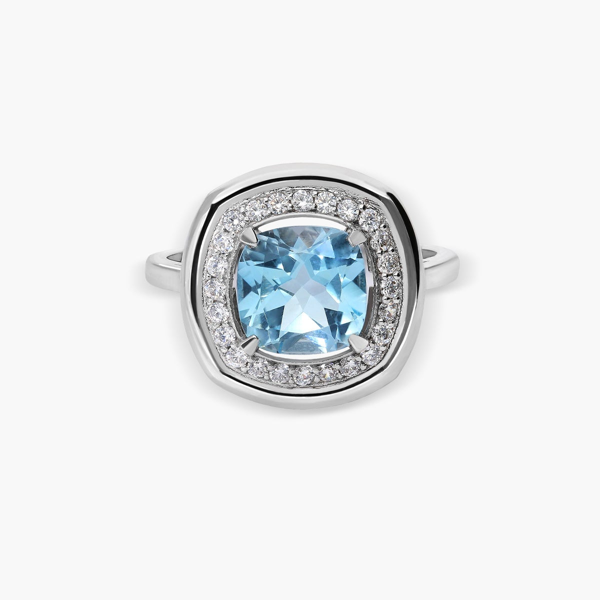 Anillo de oro blanco 18K topacio LAGOON