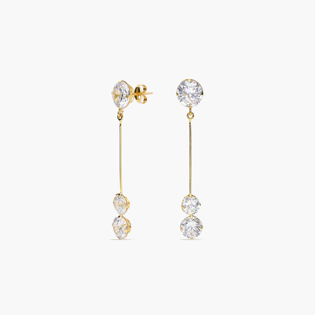 Pendientes largos de oro 18K circonitas 41 mm