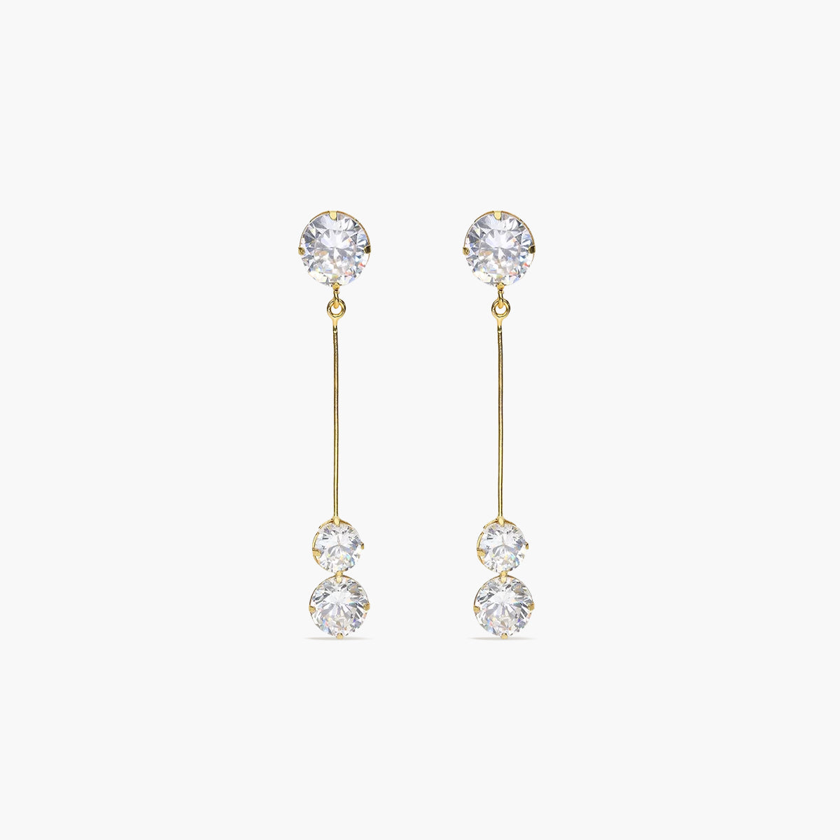Pendientes largos de oro 18K circonitas 41 mm