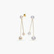 Pendientes largos doble tubo de oro 18K circonitas 46 mm