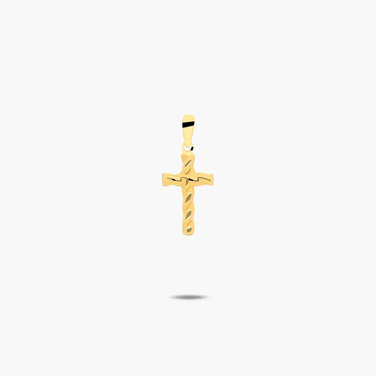 Cruz palo rizado de oro 18K 14 mm
