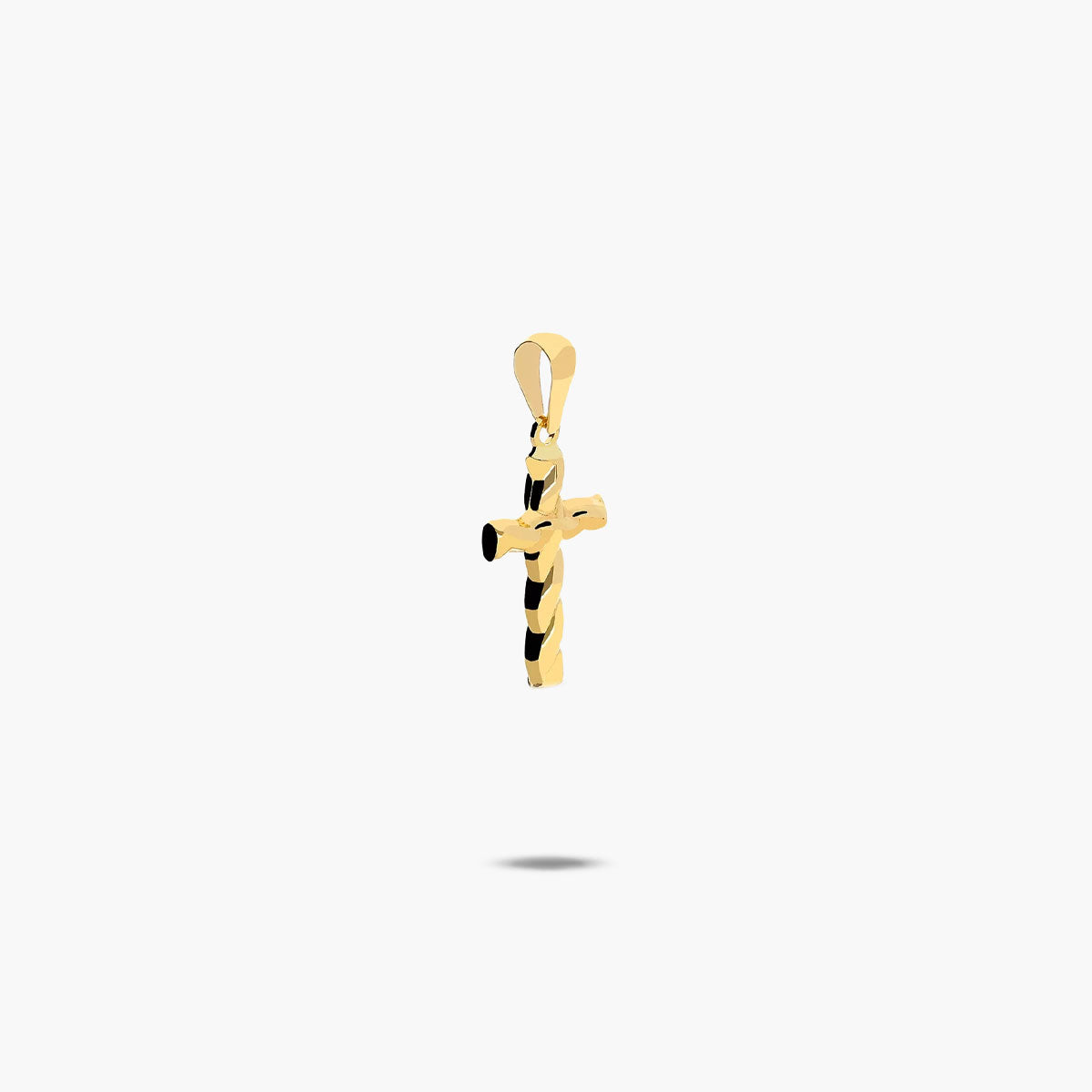 Cruz palo rizado de oro 18K 14 mm