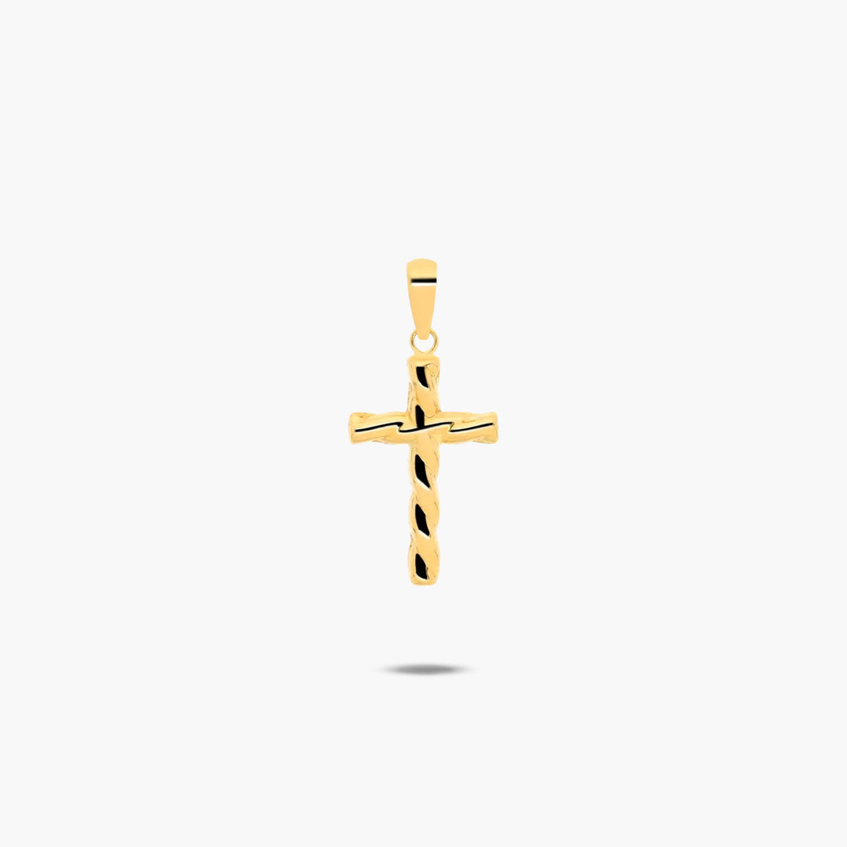 Cruz palo rizado de oro 18K 20 mm