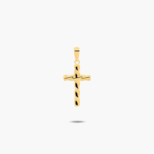Cruz palo rizado de oro 18K 20 mm