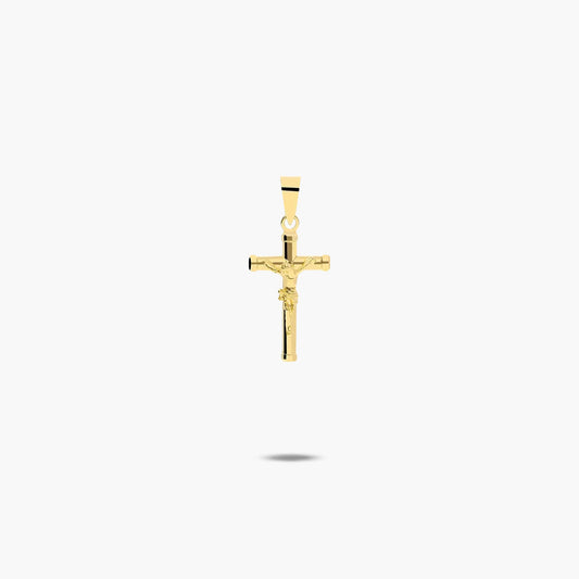 Cruz Cristo palo clásico de oro 18K 18 mm