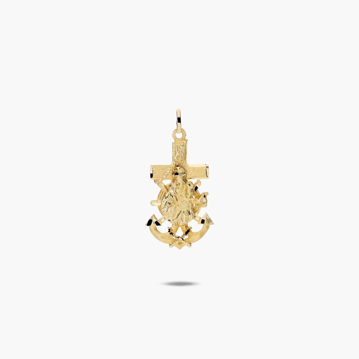 Cruz del mar con Virgen del Carmen de oro 18K