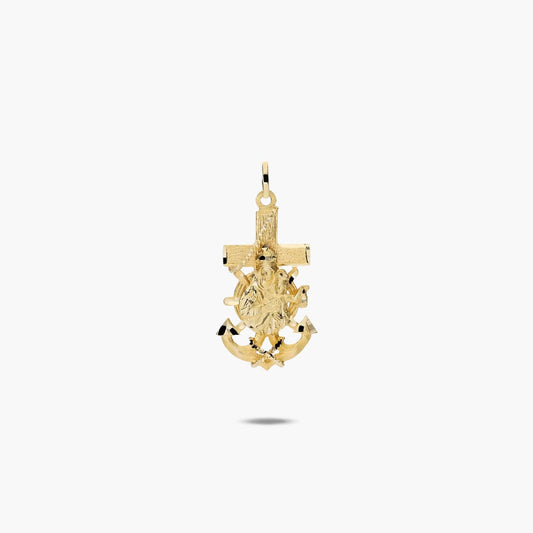 Cruz del mar con Virgen del Carmen de oro 18K