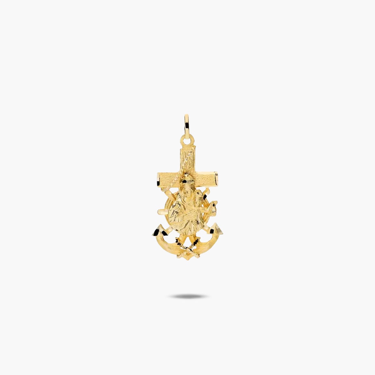 Cruz del mar con Virgen del Carmen de oro 18K