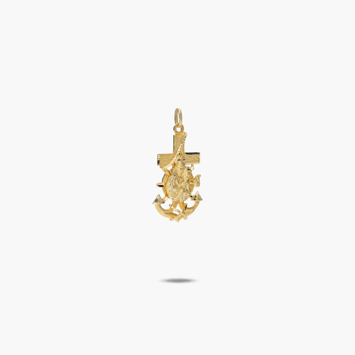 Cruz del mar con Virgen del Carmen de oro 18K
