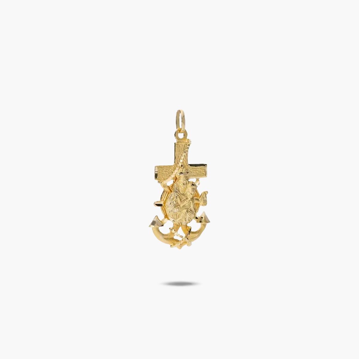 Cruz del mar con Virgen del Carmen de oro 18K