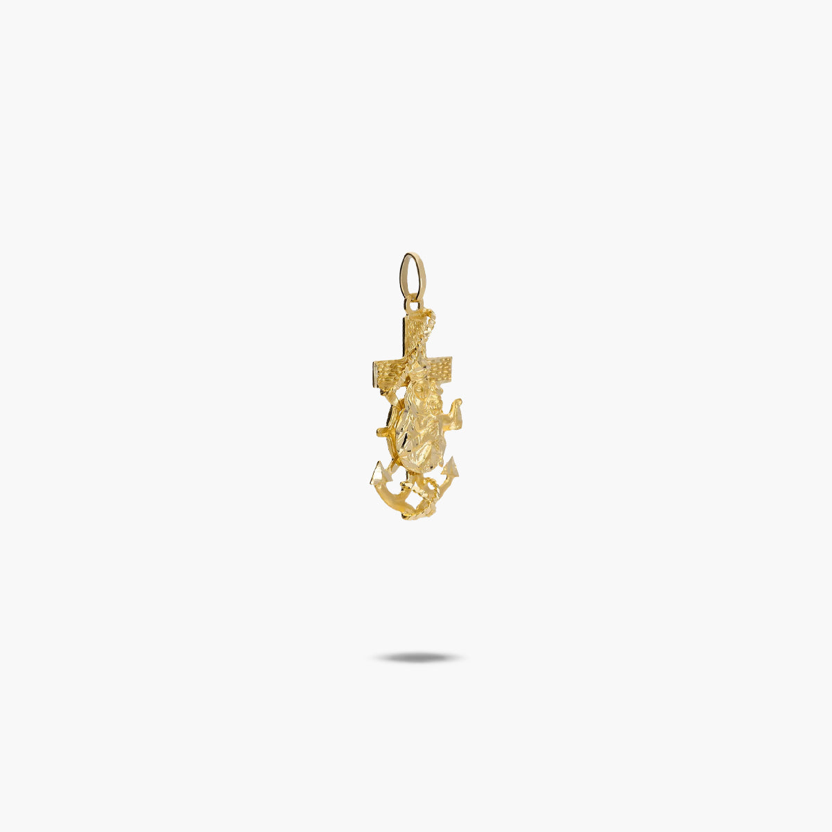 Cruz del mar con Virgen del Carmen de oro 18K 32 mm