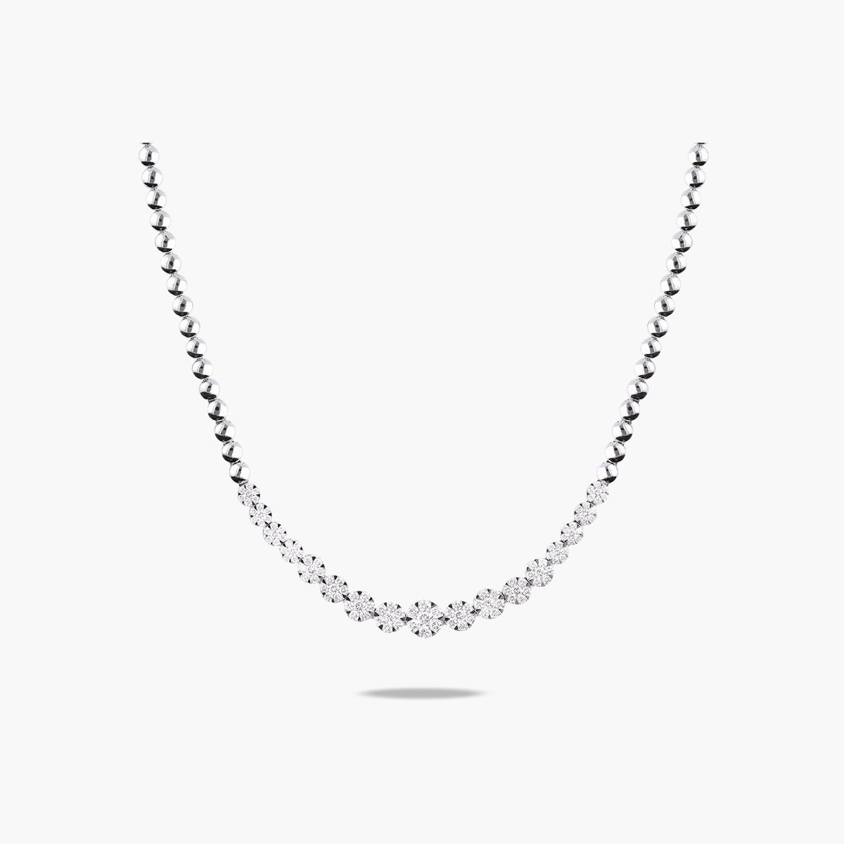 Gargantilla de oro blanco 18K diamante natural 0.10 ct. 45 cm CHATEAU