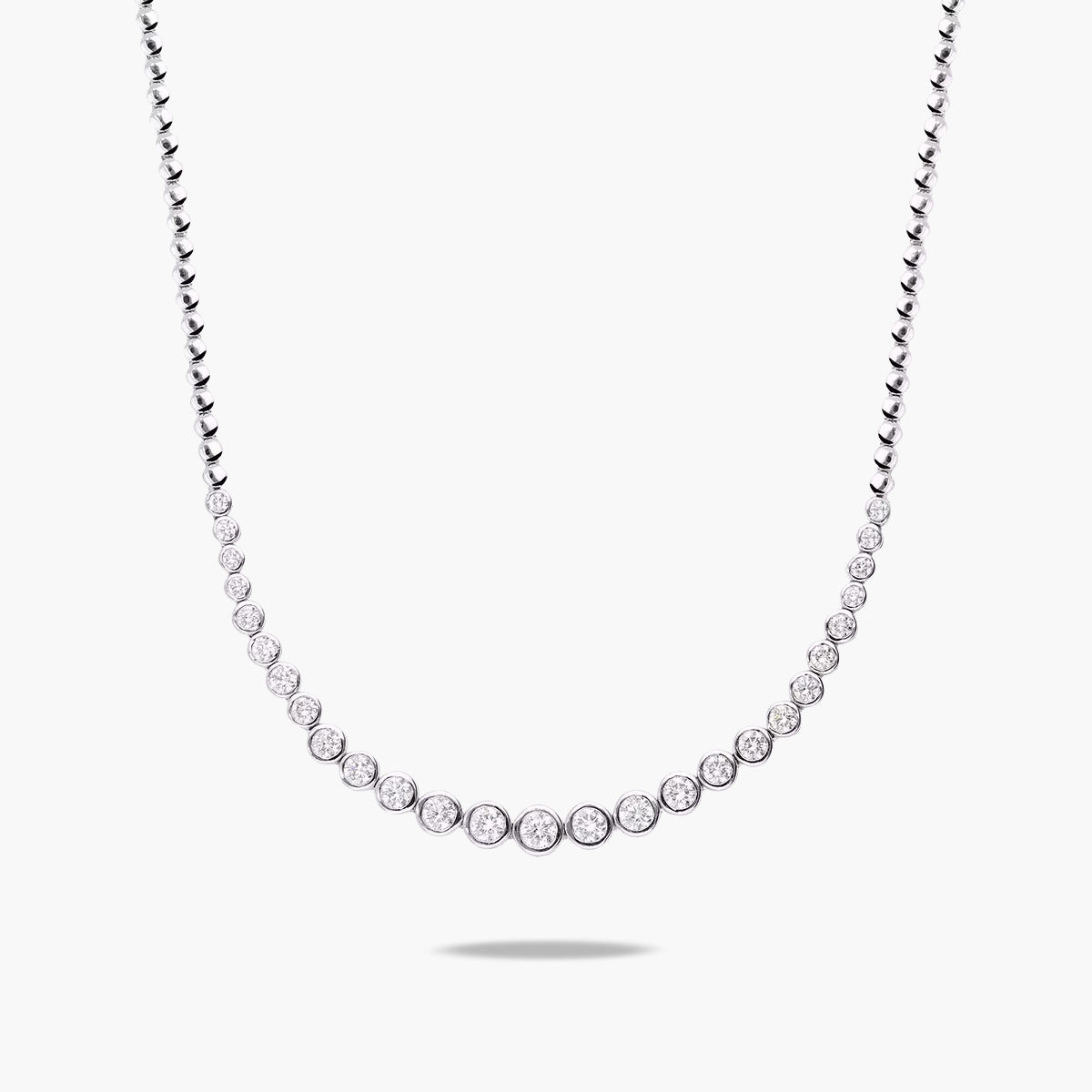 Gargantilla de oro blanco 18K diamante natural 0.18 ct. 45 cm PALAIS