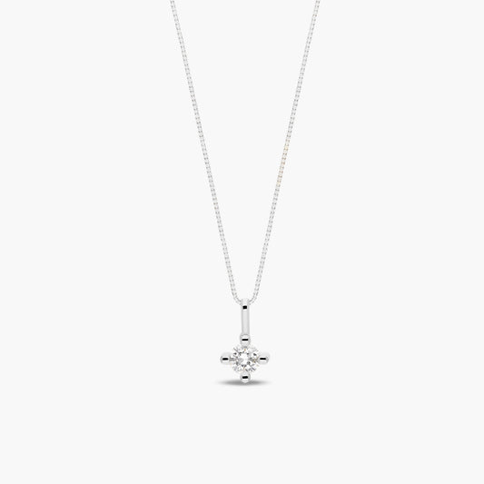 Collar de oro blanco 18K diamante natural 0.15 ct. 3 mm MOON