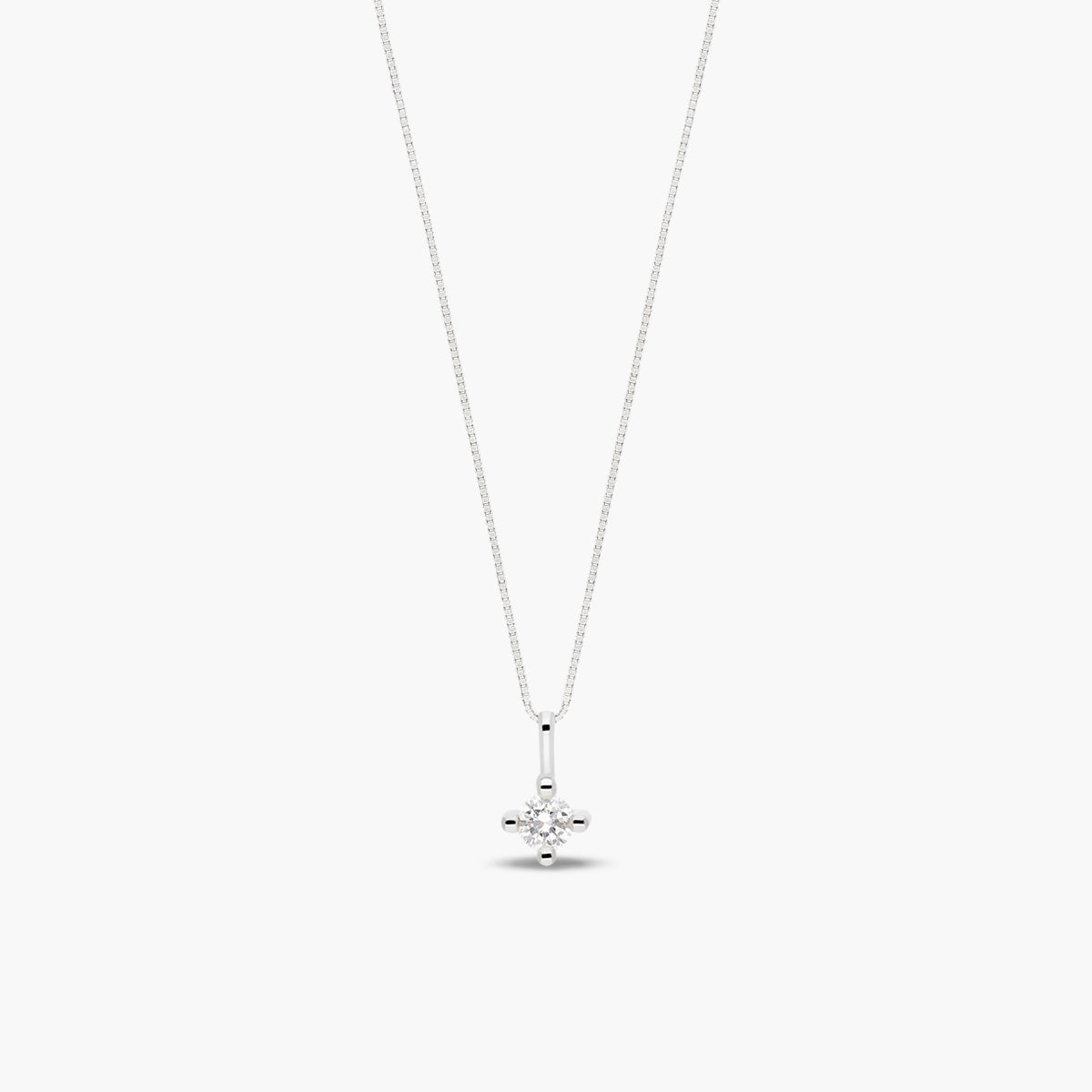 Collar de oro blanco 18K diamante natural 0.20 ct. 3 mm MOON