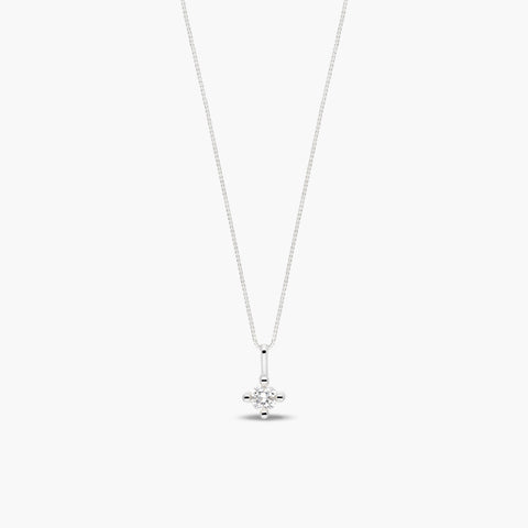 Collar de oro blanco 18K diamante natural 0.20 ct. 3 mm MOON